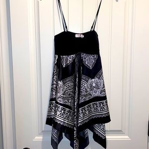 Black and white silk tank top